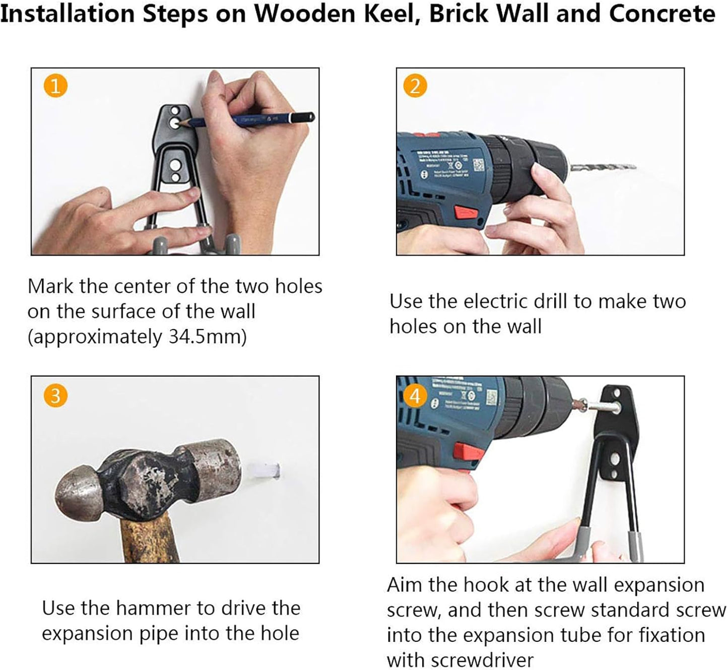 Garage Storage Utility Hooks，Garage Garden Tool Organizer，Steel Wall Mount Hooks, Large Garden U Hooks （2 Pack） (Type-2-Gray)