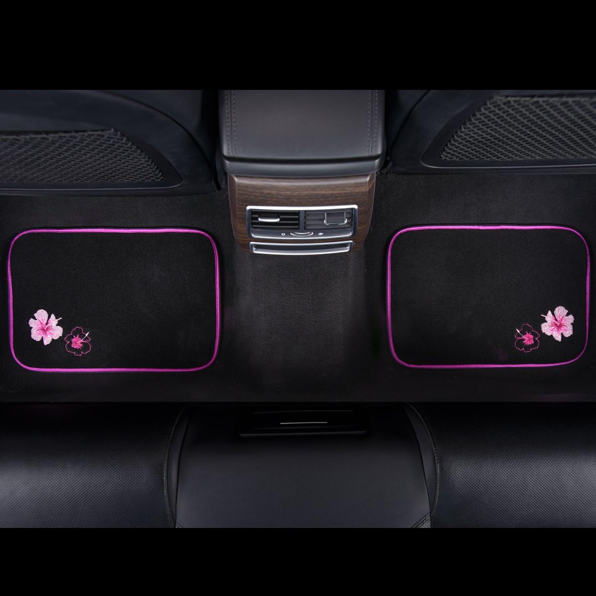 CAR PASS Embroidery Butterfly and Flower Car Floor Mats, Pink Car Floor Mats Universal Fit 95% Automotive,SUVS,Sedan,Vans,for Cute Women,Girly,Set of 4 (Black with Pink)