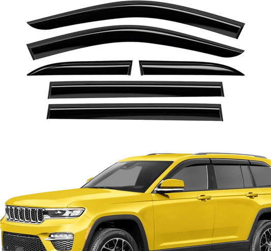 Extra Durable Window Deflectors Tape-On Window Visors Rain Guards Fit for Jeep Grand Cherokee 2022-2025, Sun Visors, Wind Vent for Shades, Exterior Car Accessories - 6pcs. AG0243