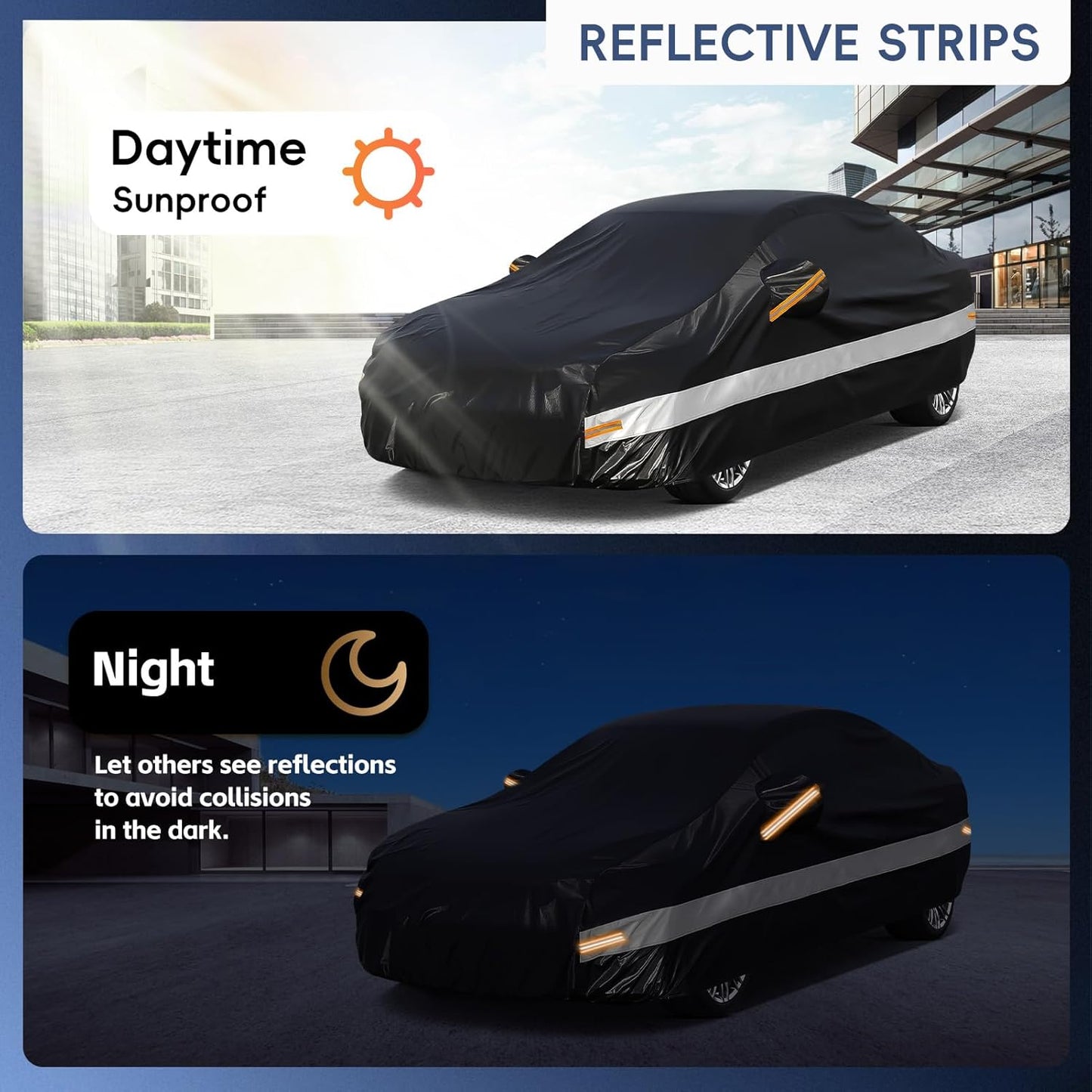 10 Layers Car Cover Custom Fit for Cadillac (DTS 2006-2012), Waterproof All Weather for Automobiles, Outdoor Full Cover Sun Dust Rain Protection with Cotton. Black