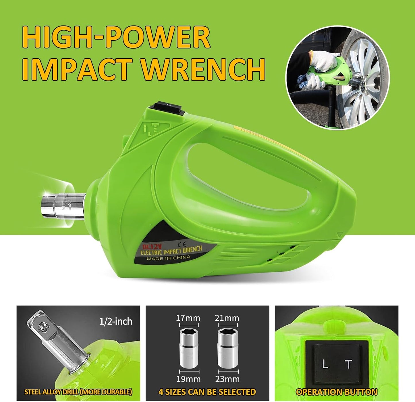 Electric Car Jack Kit 5Ton 12V Car Jack(Lifting Range: 6.1~20.86 inch) with Impact Wrench Tire Inflator for SUV MPV Sedan Truck Change Tires Garage Repair and Emergency Tire Change