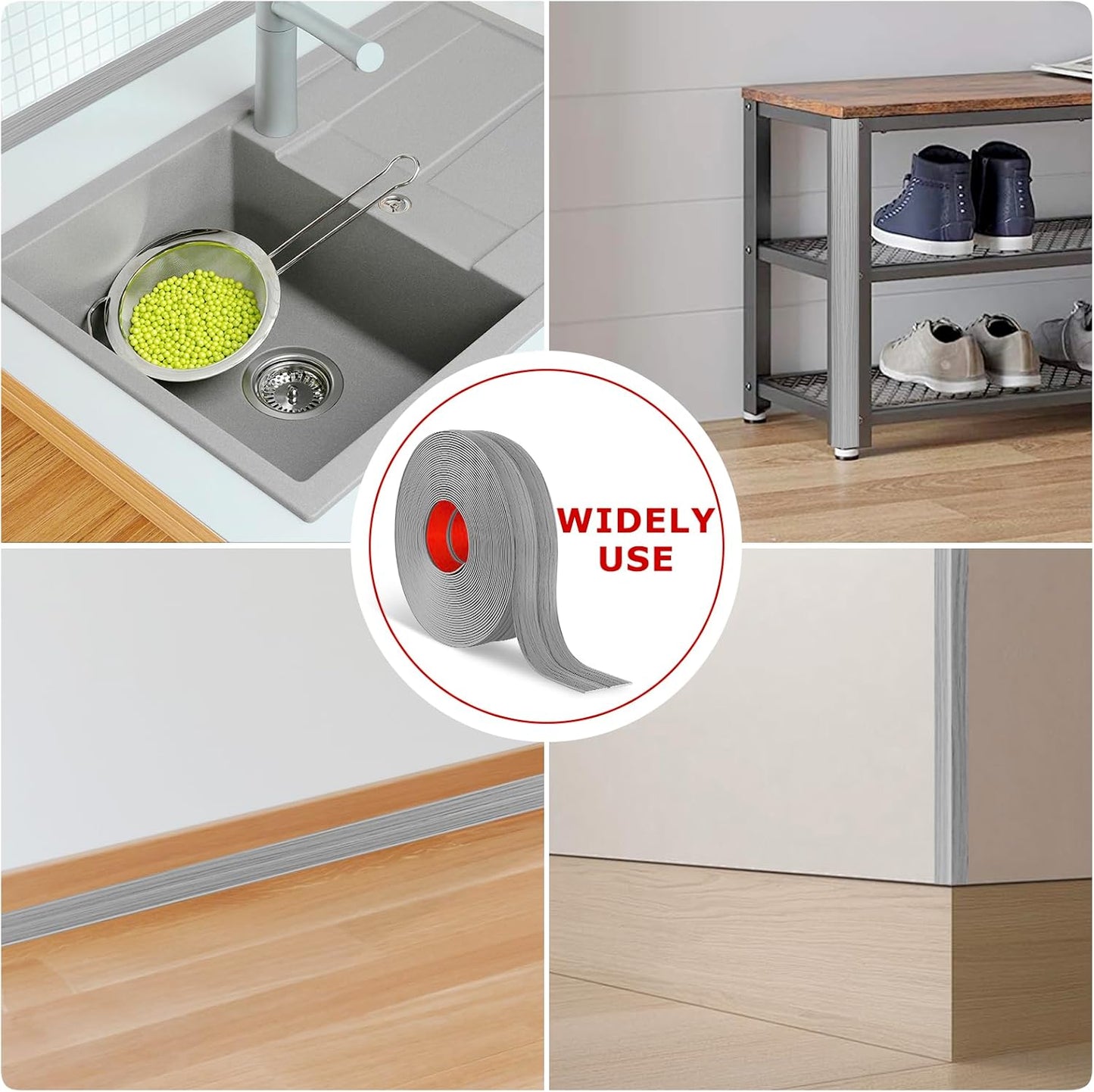 Flexible Wall Corner Protector Moulding Trim Peel and Stick Wall Corner Guards Edge Protector Self Adhesive Molding Trim Strip for Edge Ceiling (Light Gray Wood Grain, 1.6 in x 20 Ft)