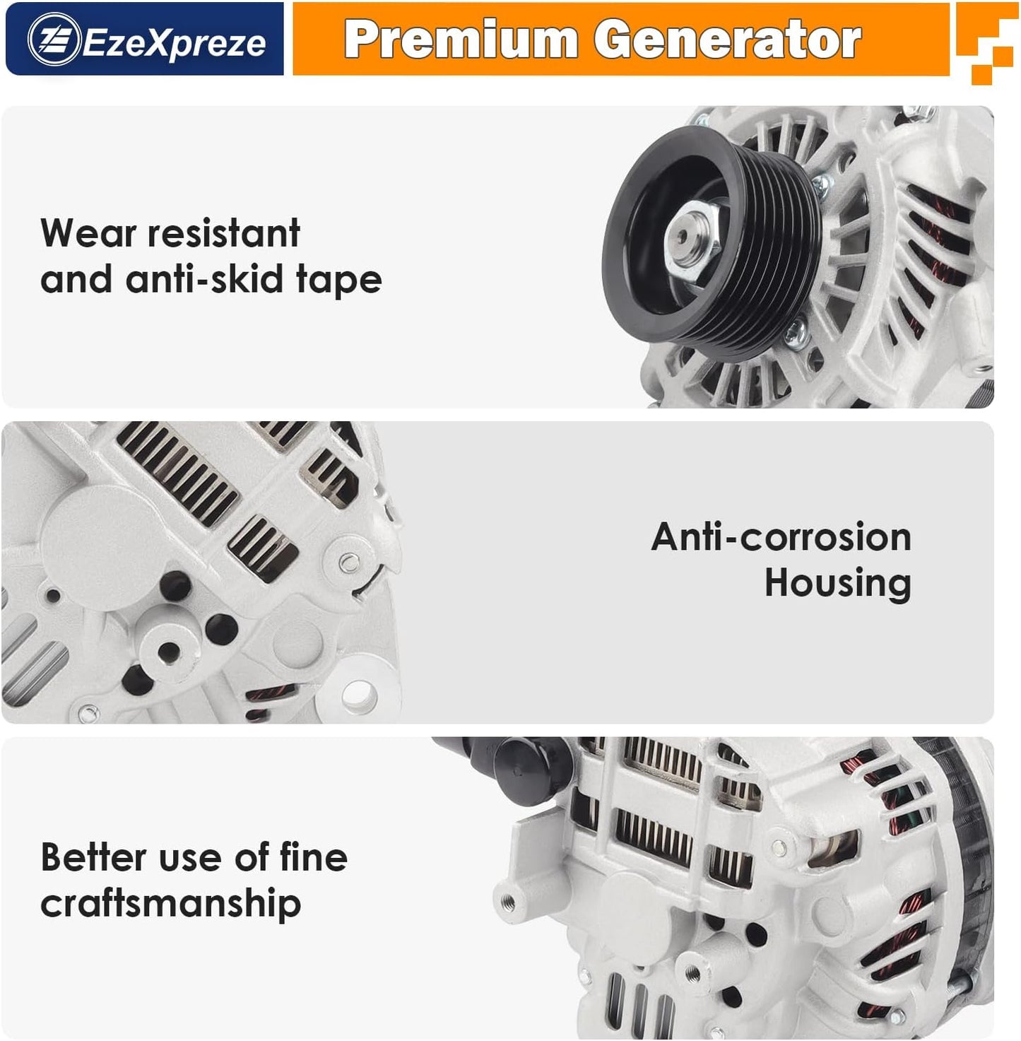 Ezexpreze Alternator 11176N Replacement for 2006-2011 Honda Civic L4 1.8L, 7-Groove Pulley, 80A 12V, OE#11176 31100RNAA01 31100RNAA01RM 31100RNAA012M2 AHGA67 A002TC1391 SB347 LRA3157