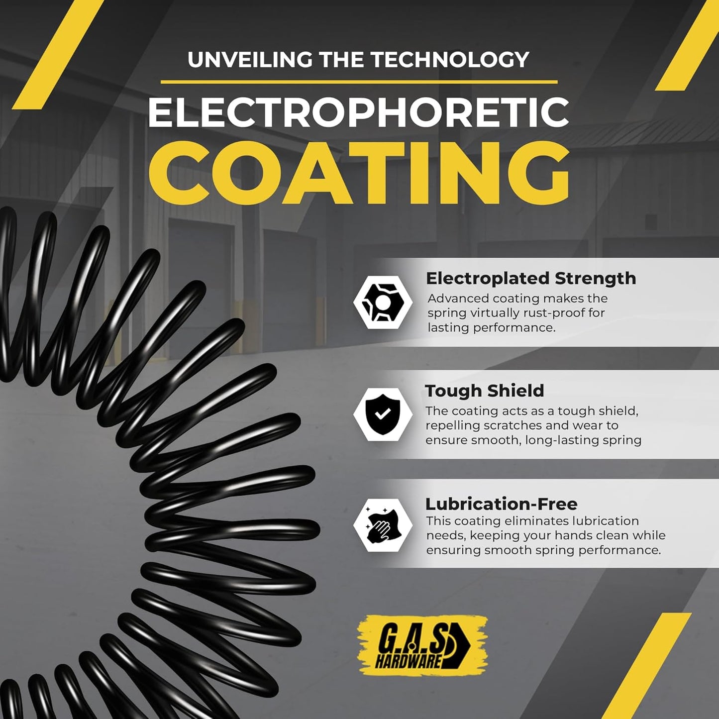 Garage Door Torsion Springs 225x2x27 Includes 1” Steel Bearing, Gloves, and Winding Bars for Left and Right Side of Garage Door Precision E-Coating 5-Year Warranty Minimum 30,000 Cycles (Pair)