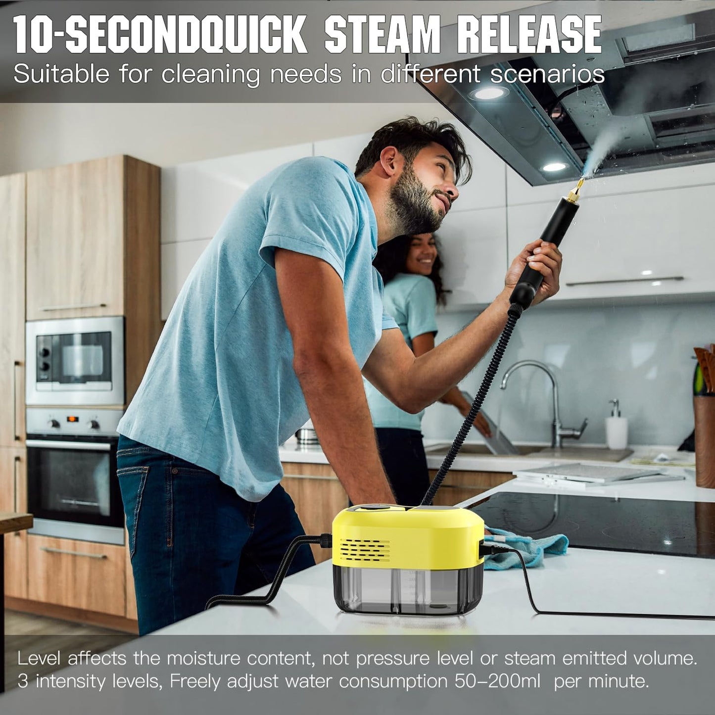 Handheld Steam Cleaner for Home＆Kitchen, 212°F High Temperature, 1200ML Tank, Portable Steam Cleaner for Car Carpet Detailing Window Floor Couch Grease Tile, Pressurized Steamer for Cleaning