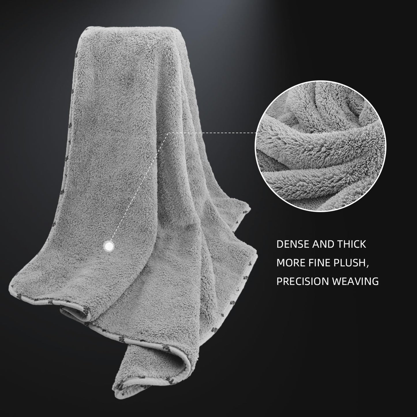 SPTA Car Microfiber Towels Woolly Mammoth Large, Super Absorbent and Soft Microfiber Towels for Cars, Gray (26.4 x 38.2 inch) -MT035