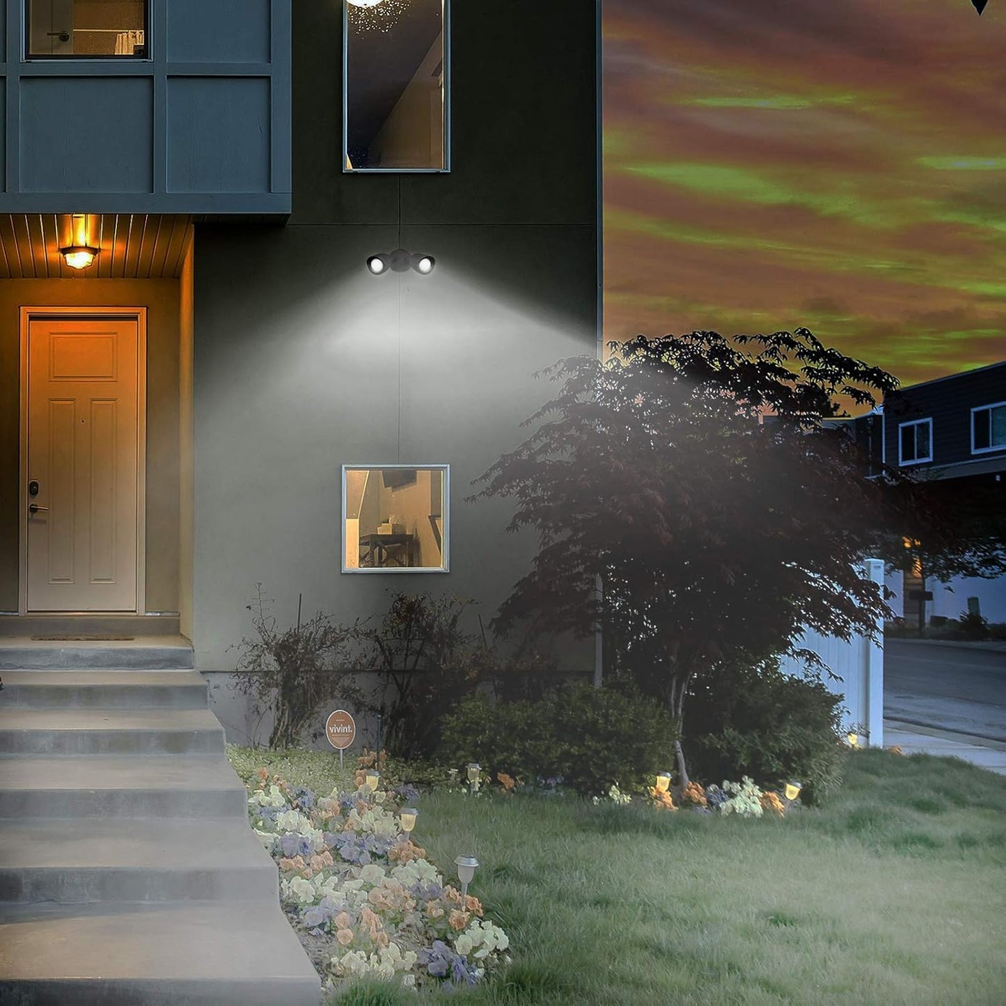 Ciata Flood Lights Outdoor, 20-Watt LED Bullet Head Security Flood Lights, Dual Head, RoHS and FCC Complaint, IP65 Rated, 1900 Lumens, 2KV Surge Protection, Die-Cast Aluminum in Black Finish – 4000K