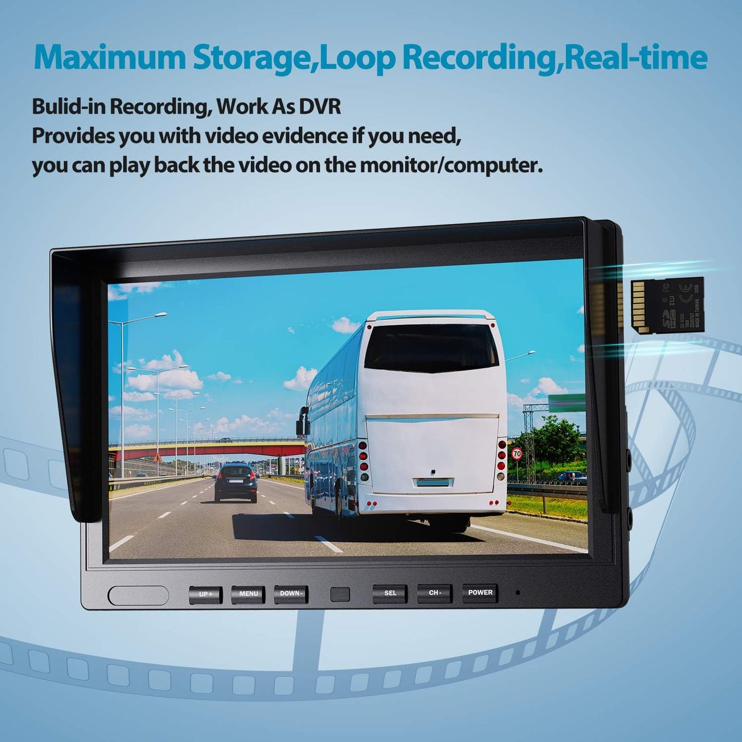 Fookoo Ⅱ 10" 1080P Wired Backup Camera System,10-inch HD Dual Split Screen Monitor with Recording IP69 Waterproof Rear View Camera Parking Lines Supports Up to 2 Cameras for Truck/Trailer/RV(DY101)
