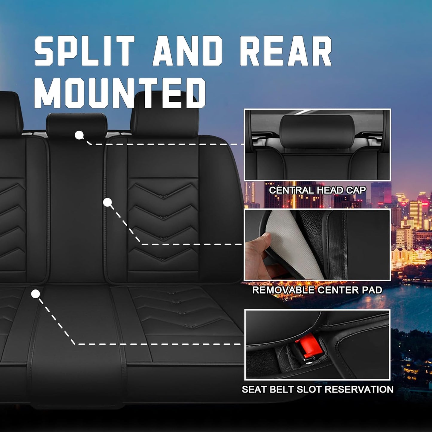 Car Seat Covers for Chrysler Pacifica 2004-2025, Stylish Sport Seat Cover, Premium Nappa Leather Car Seat Cover. Automobile Seat Covers Sets.(Luxury 5 Seats/Pure Black)