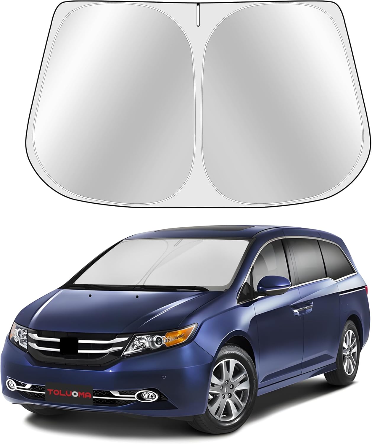 Custom Fit Windshield Sun Shade for Honda Odyssey 2011-2017 - Full Coverage, 210T Reflective Fabric, Double-Layer Design - Blocks 99% UV Rays, Keeps Car Cool, Easy to Install and Store