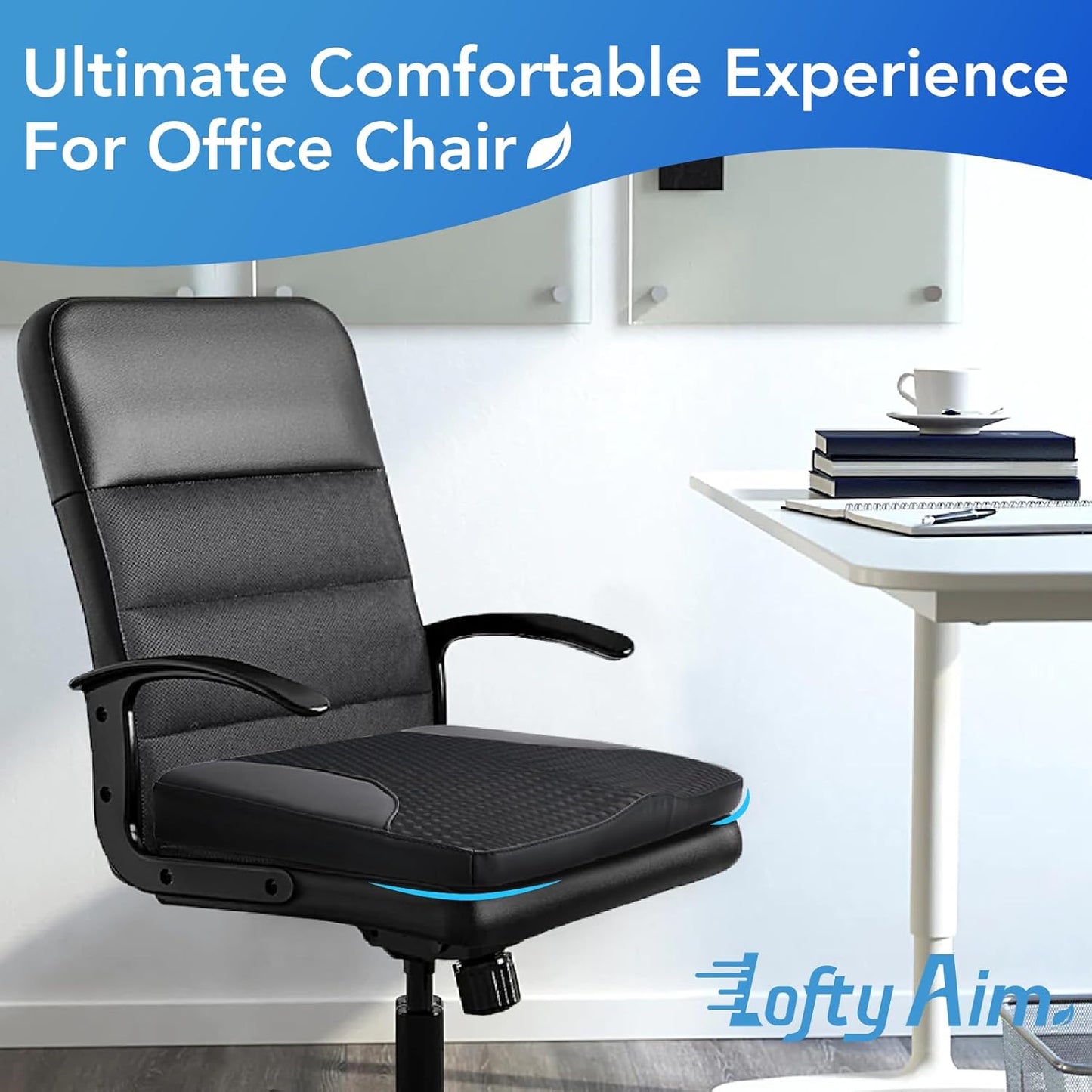 Car Seat Cushion, Comfortable Memory Foam Seat Pillow for Driving, Sciatica-Back Pain Relief, Cushion for Car-Truck, Office, Wheelchair - Black