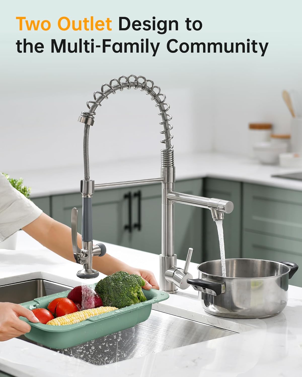 Fapully Commercial Pull Down Kitchen Sink Faucet with Sprayer Brushed Nickel