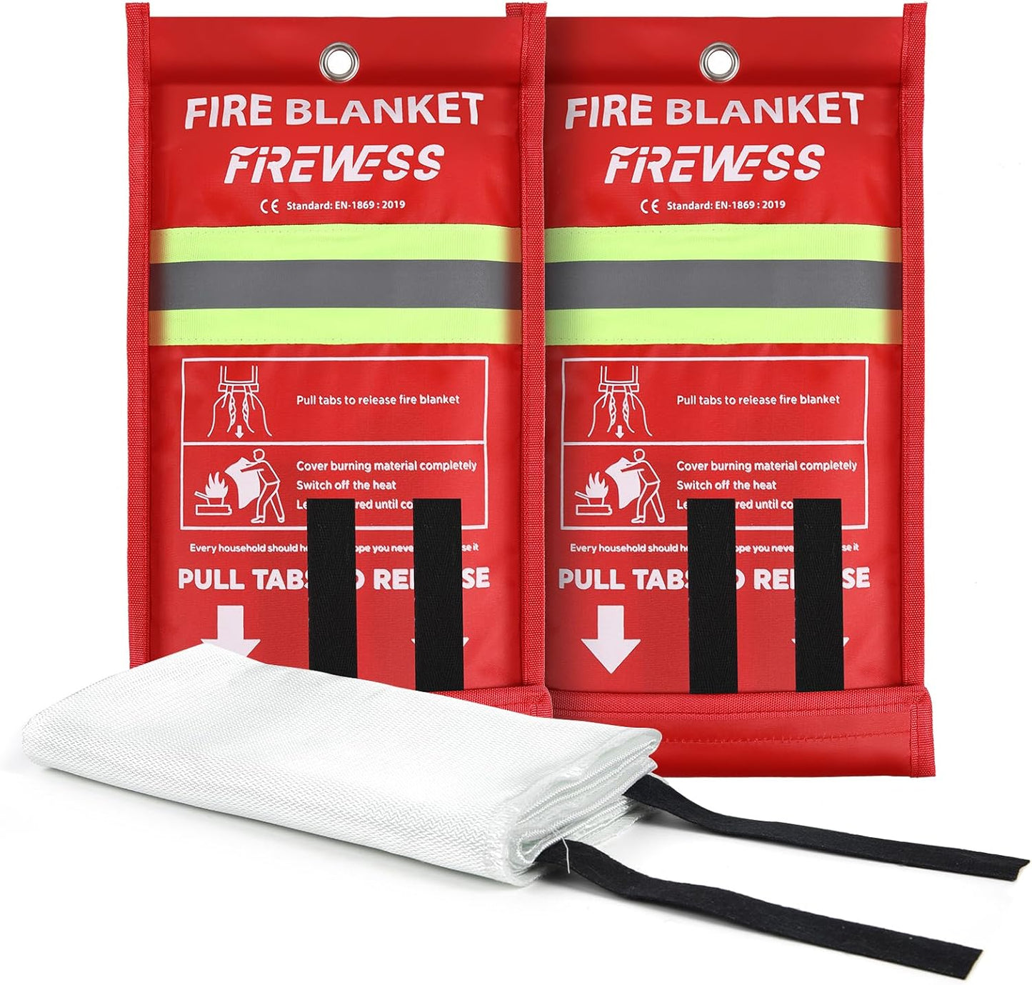 Emergency Fire Blanket, 2 Pack Fiberglass Flame Retardant Fire Blankets Emergency for Home, Kitchen, Car, Office, Grill, 39.4X 39.4inch Fire Extinguisher Blanket