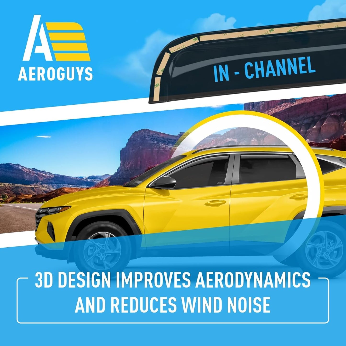 Extra Durable Window Deflectors in-Channel Window Visors Rain Guards Fit for Hyundai Tucson 2022-2025, Sun Visors, Wind Vent for Shades, Exterior Car Accessories - 4pcs. AG0943