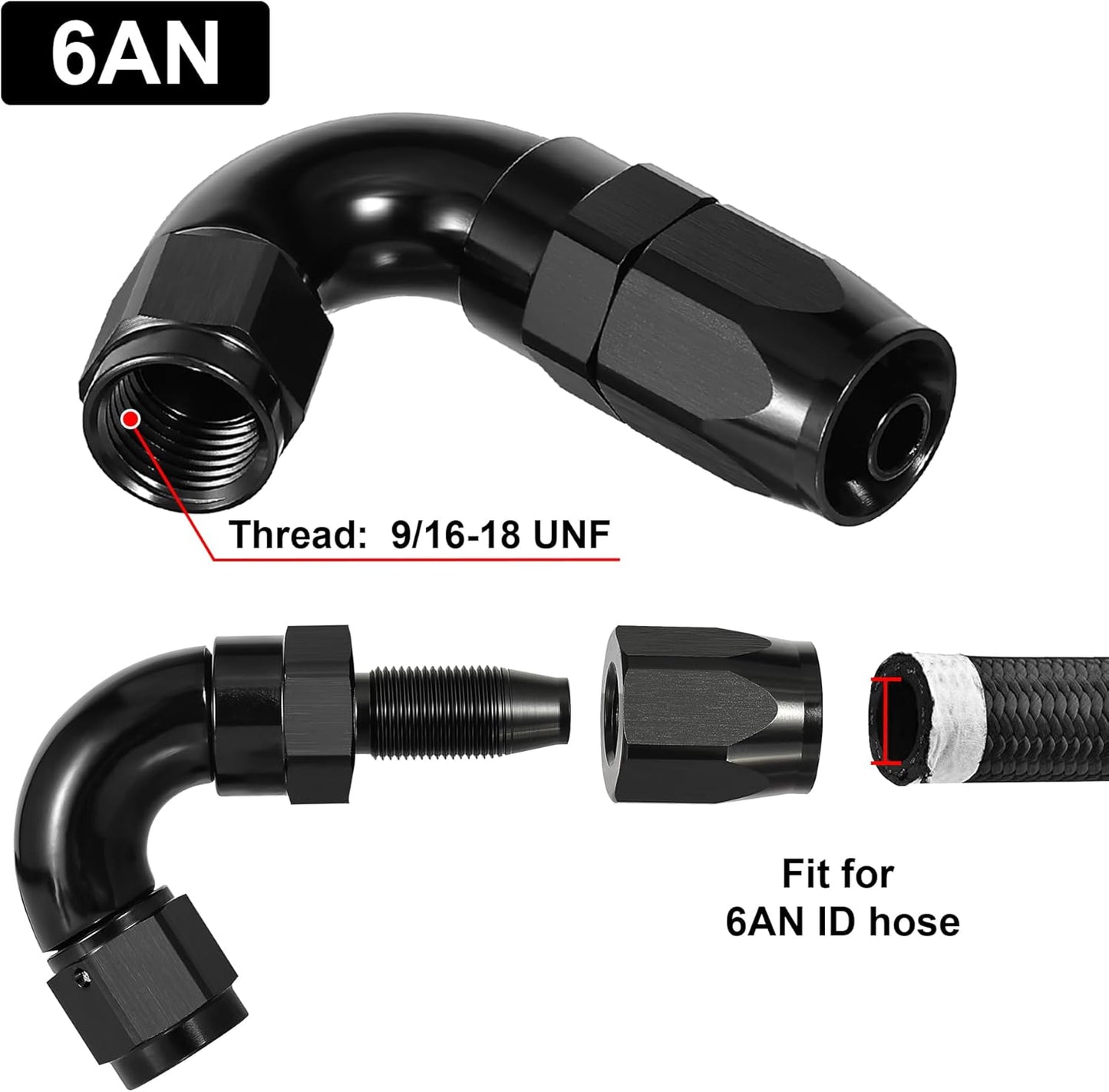 EVIL ENERGY 6AN 120 Degree One Piece Full Flow Hose End Fitting Swivel For CPE Braided Hose