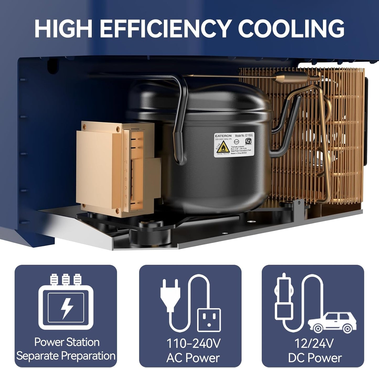 Car Fridge Portable 12V Refrigerator 40 Quart 12 Volt Freezer Compressor Cooler 12V/24V DC 110～240 V AC for Truck Van RV Camper SUV and Home Use (HC-38P5)