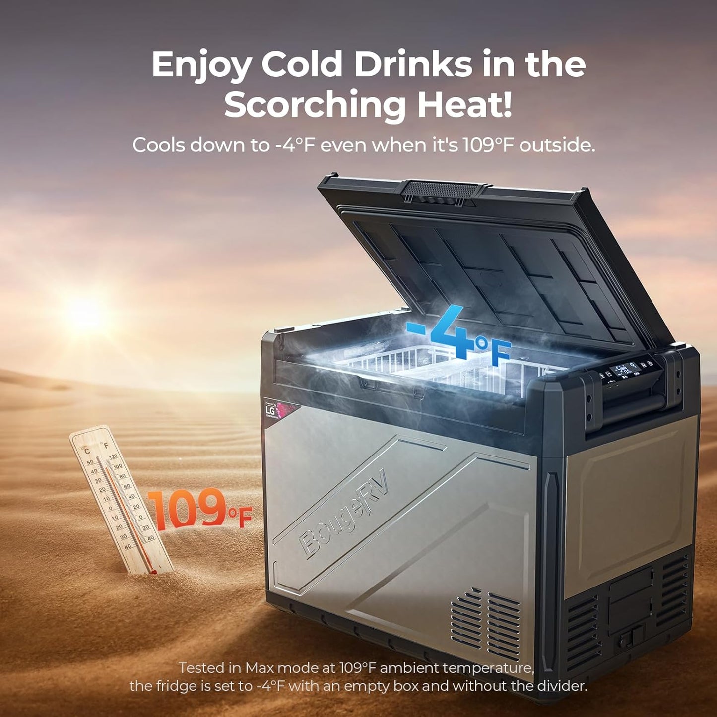 BougeRV 12 Volt Portable Refrigerator, 69 Quart Rocky V2.0 Dual Zone Car Fridge Freezer with APP Control, Compressor Cooler 12/24V DC, 110~240V AC for Overlanding, Camping, Travel, RV, Truck