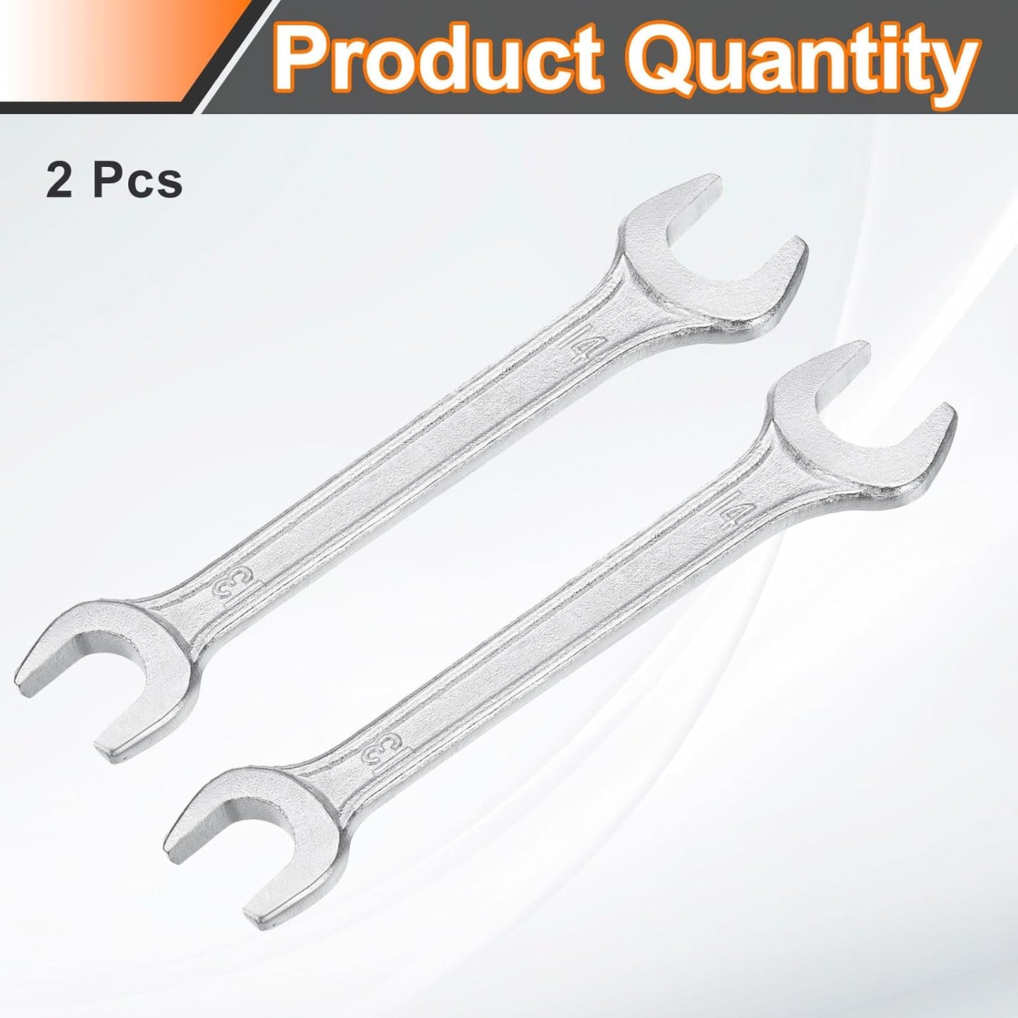 HARFINGTON 2pcs Double Open End Wrench 13mm x 14mm Metric 15 Degree Offset Angle Small Flat Head Wrench Galvanizing Open Ended Spanner for Automotive Repair Furniture Assembly