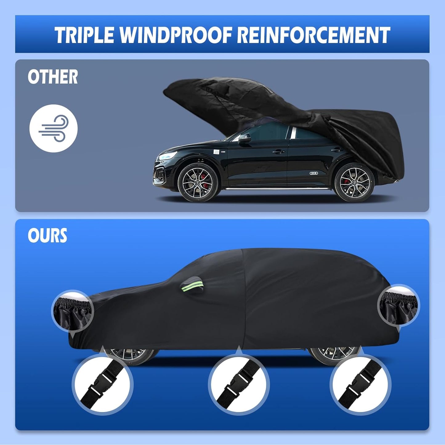 Car Cover Custom Fit for Audi Q5/SQ5 2009-2025, Migaven Waterproof Full Exterior Cover Sun Rain Protection with Door Zipper and Cotton Lining