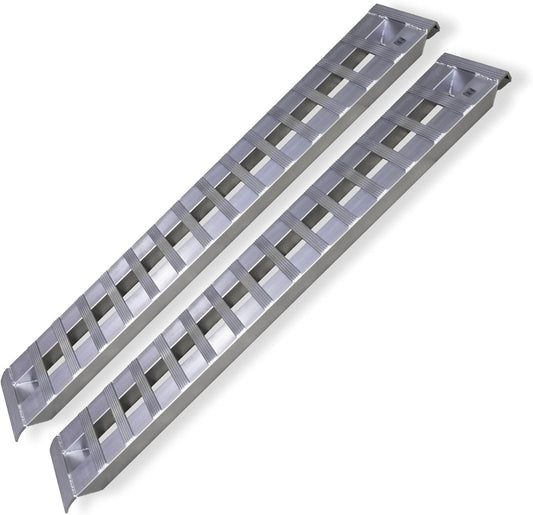 GEN-Y Hitch Heavy Duty Aluminum Loading Ramps - Set of 2, 8 Feet Long x 15 Inches Wide, 10000 lbs Capacity, Hybrid Hook and Plate Ends, Serrated Cross Rungs for Maximum Traction