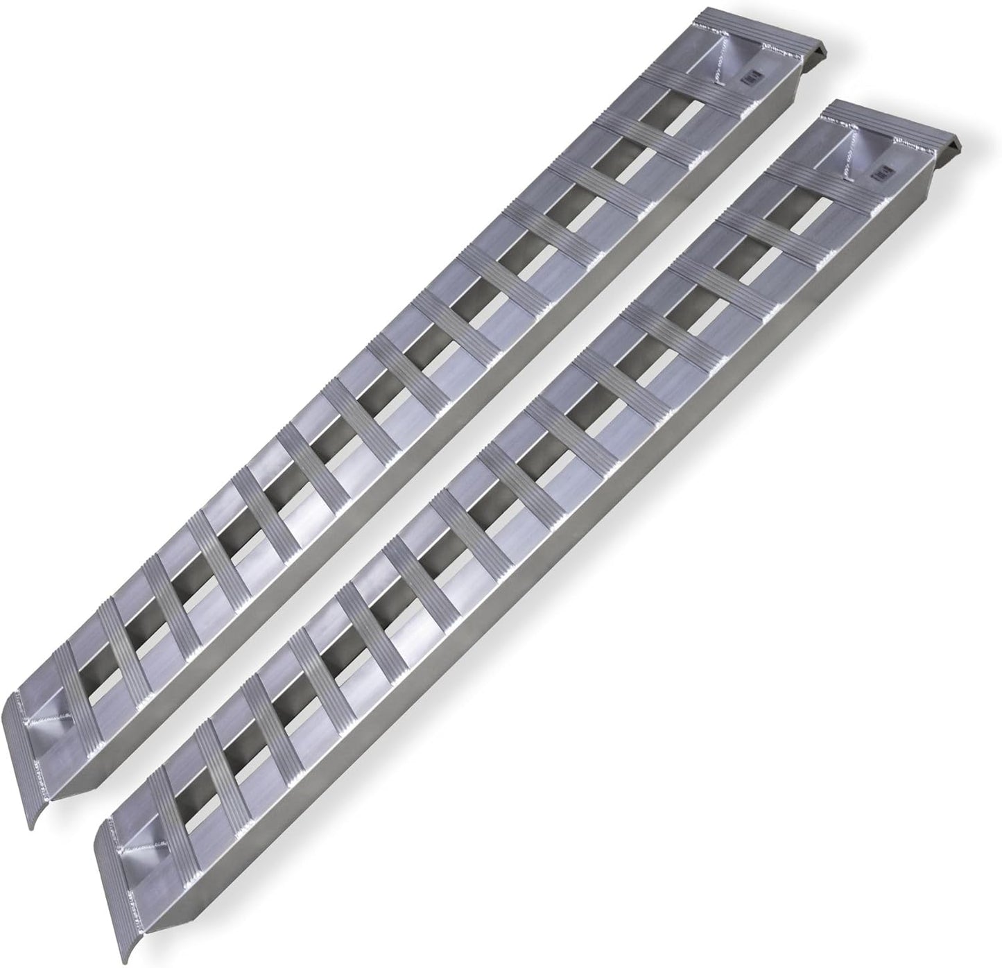 GEN-Y Hitch Heavy Duty Aluminum Loading Ramps - Set of 2, 7 Foot Long x 14 Inches Wide, 6000 lbs Capacity, Hybrid Hook and Plate Ends, Serrated Cross Rungs for Maximum Traction