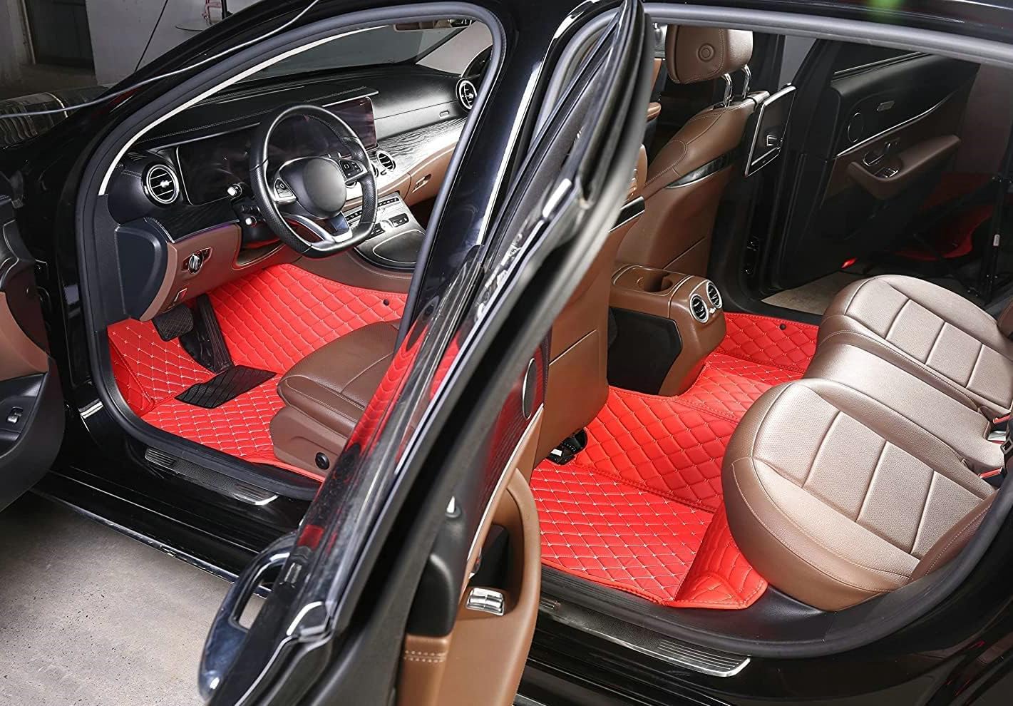 Custom Artificial Leather Waterproof All-Weather Car Floor Mats Fit for 99% Sedan SUV Sports Car Vehicle Car Mat (Blue)