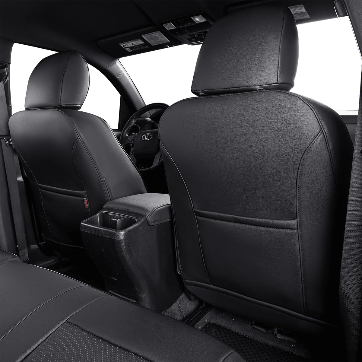 EKR Custom Fit Tacoma Car Seat Covers for Select Toyota Tacoma 2016 2017 2018 2019 2020 2021 2022 2023 Access Cab -Full Set,Leather(Black)
