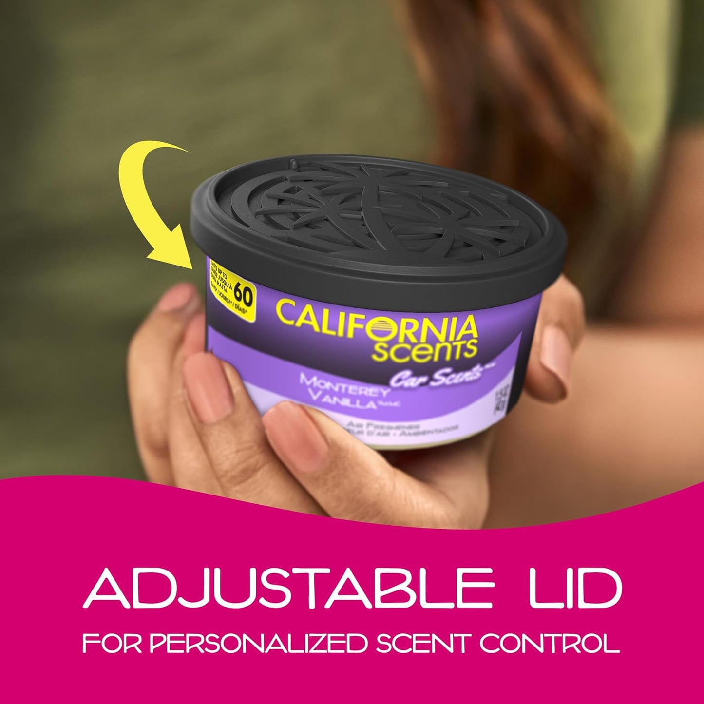 Can Air Freshener and Odor Neutralizer by California Scents, Set of 12 Spillproof Cans for Home and Car, Assorted Scents, 1.5 Oz Each