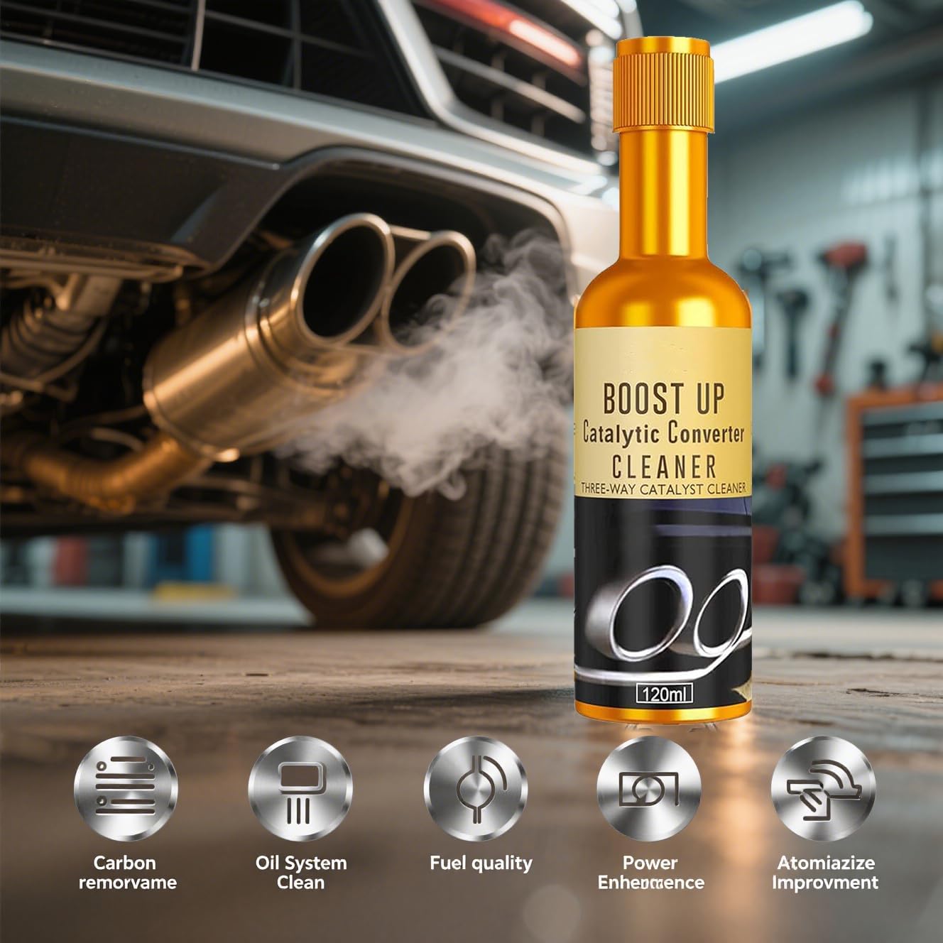 Catalytic Converter Cleaner, Exhaust System Carbon Removal Treatment, Fuel System Additive Oil for Gas & Diesel Car, Auto Engine Parts Cleaner (120ml, 3PCS)