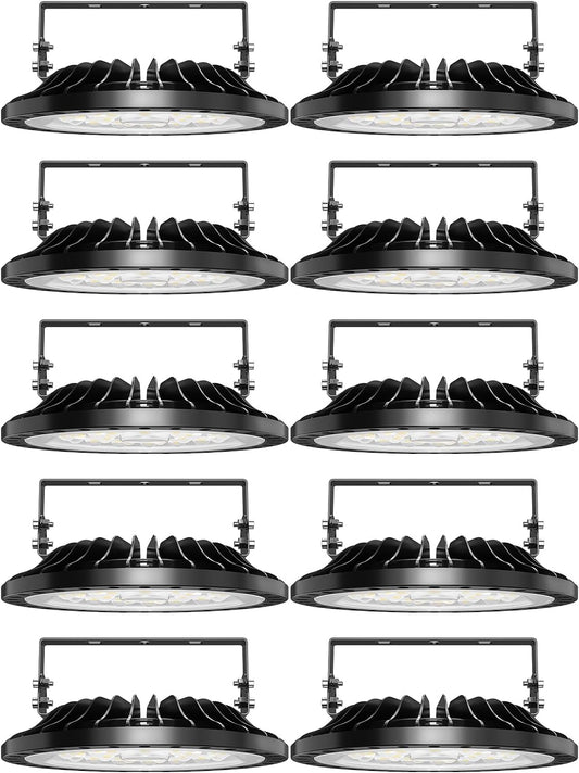 Viugreum High Bay LED Shop Lights, 100W UFO LED High Bay Light 10,000LM 120V LED High Bay Lights 5000K Daylight, Alternative to 450W MH/HPS for Garage Workshop Barn Factory Warehouse - 10 Pack