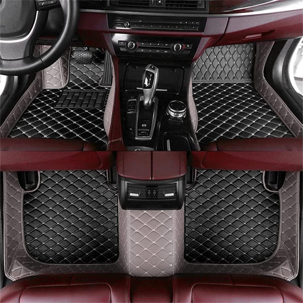 Custom Car Floor Mat Compatible with BMW Mercedes-Benz Toyota Cadillac Lexus Honda Infiniti Nissan Hyundai Kia Audi All Models Cars Sedans SUVs Automotive Mats (Edge Gray Middle Black Beige)
