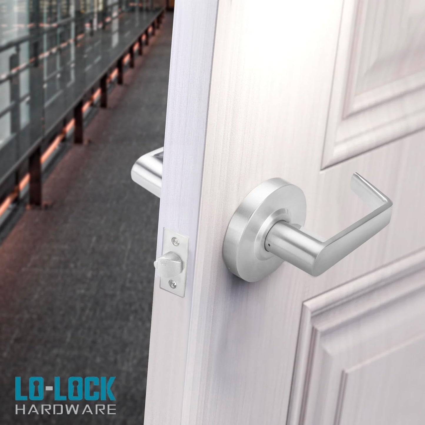 Commercial Lever Door Lock - Heavy-Duty Locking Door Handle, ADA Door Handles, Cylindrical Lever Lock, Non-Handed Grade 2 Industrial Door Handle, 26D Satin Chrome, Entrance w/Clutch