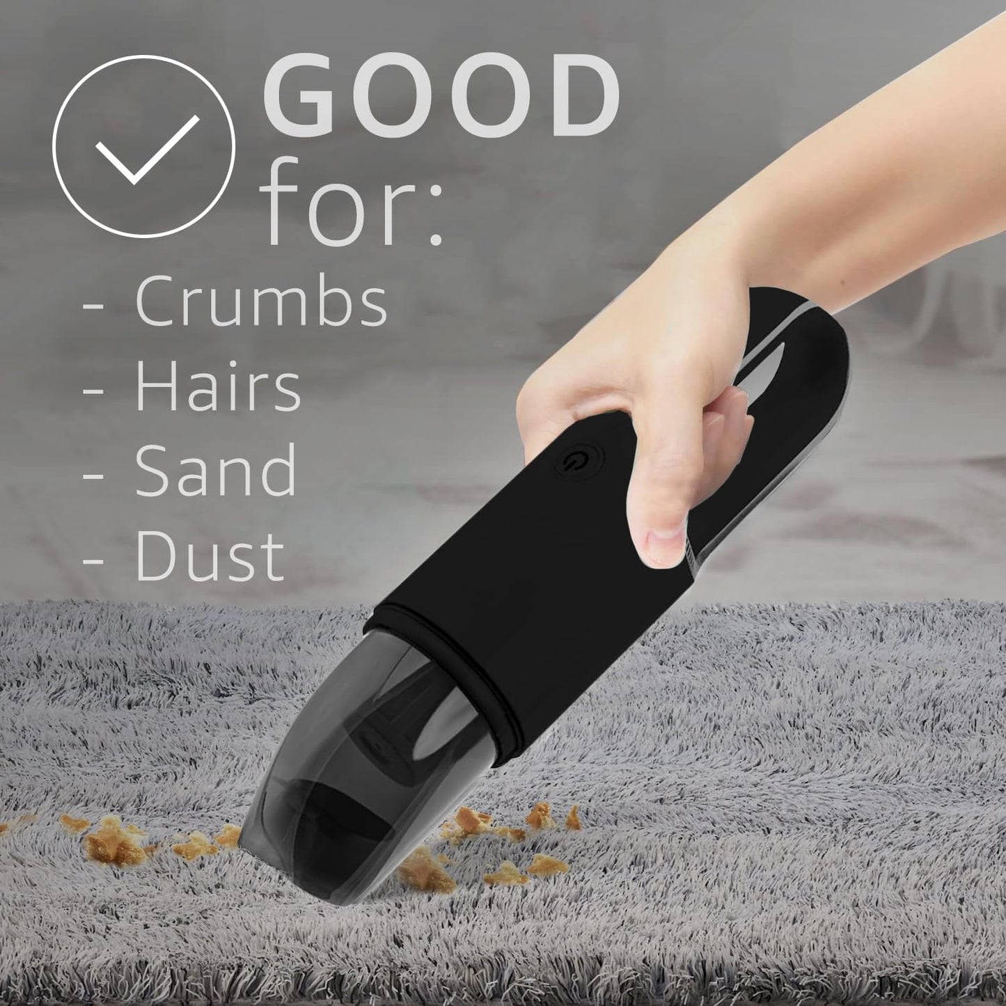 Handheld Portable Cordless Vacuum Cleaner - Easy to Use, Lightweight, Compact Design - Hand Vacuum for Dust Pet Hair Dirt Home Car Interior - Rechargeable Battery with USB-C Cable