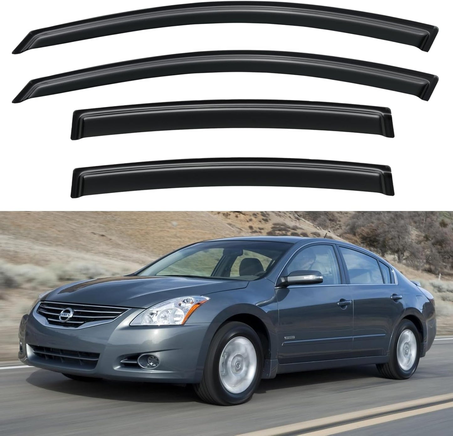 Window Visors Rain Guards Shield for 2007-2012 Nissan Altima, Out-Channel Window Vent Wind Deflectors Visors Shades for 07-12 Altima