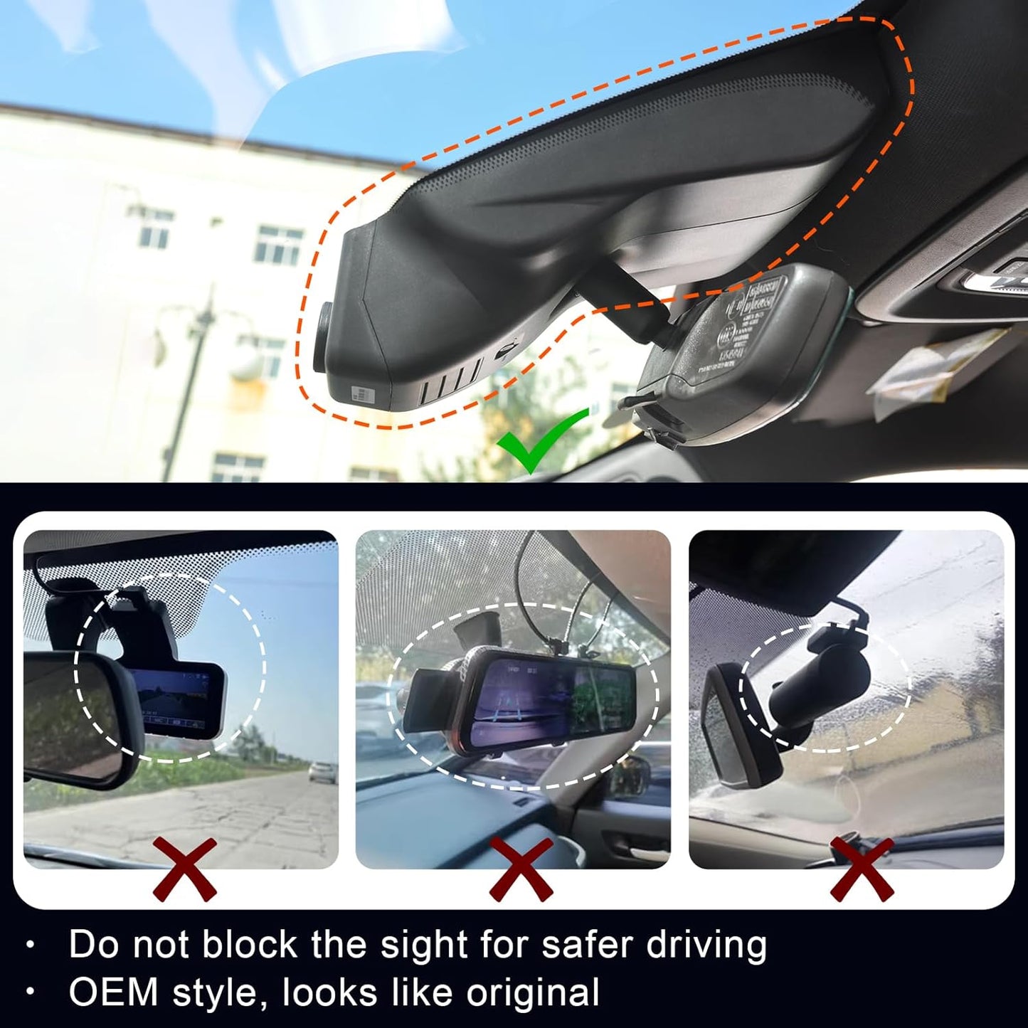 Front 4K & Rear 1080P Dash Cam Custom fit for GMC Yukon, Yukon XL 2023 2024 2025(Model A), SLE SLT AT4 Denali Denali Ultimate, Integrated OEM Look, UHD 2160P Video, G-Sensor, 128GB Card