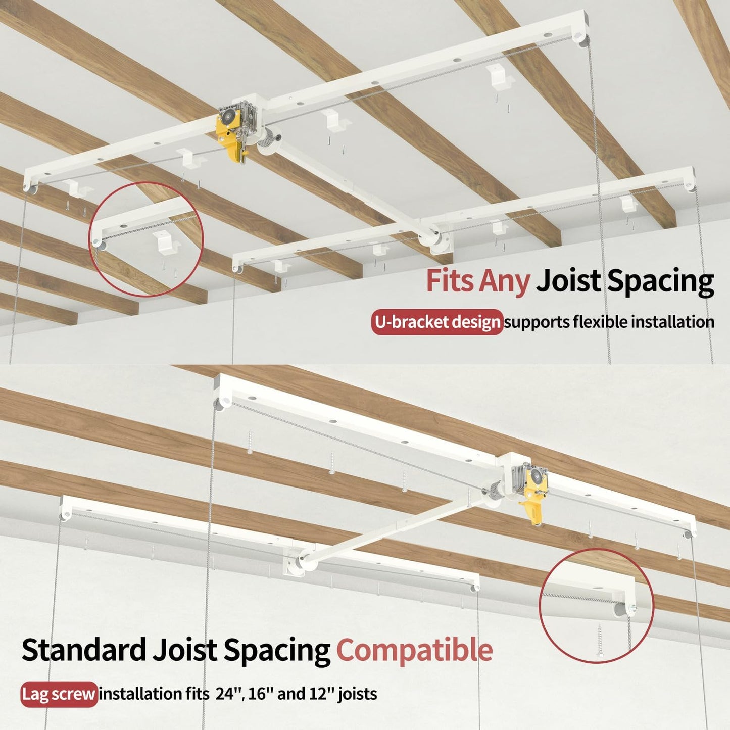 Garage Ceiling Storage Racks – 4x8 FT Overhead Garage Storage Rack with Safety Lock, Heavy-Duty Ceiling Mounted Lift System and Storage Organizer, Ideal for Maximizing Overhead Space, 325 lbs Capacity