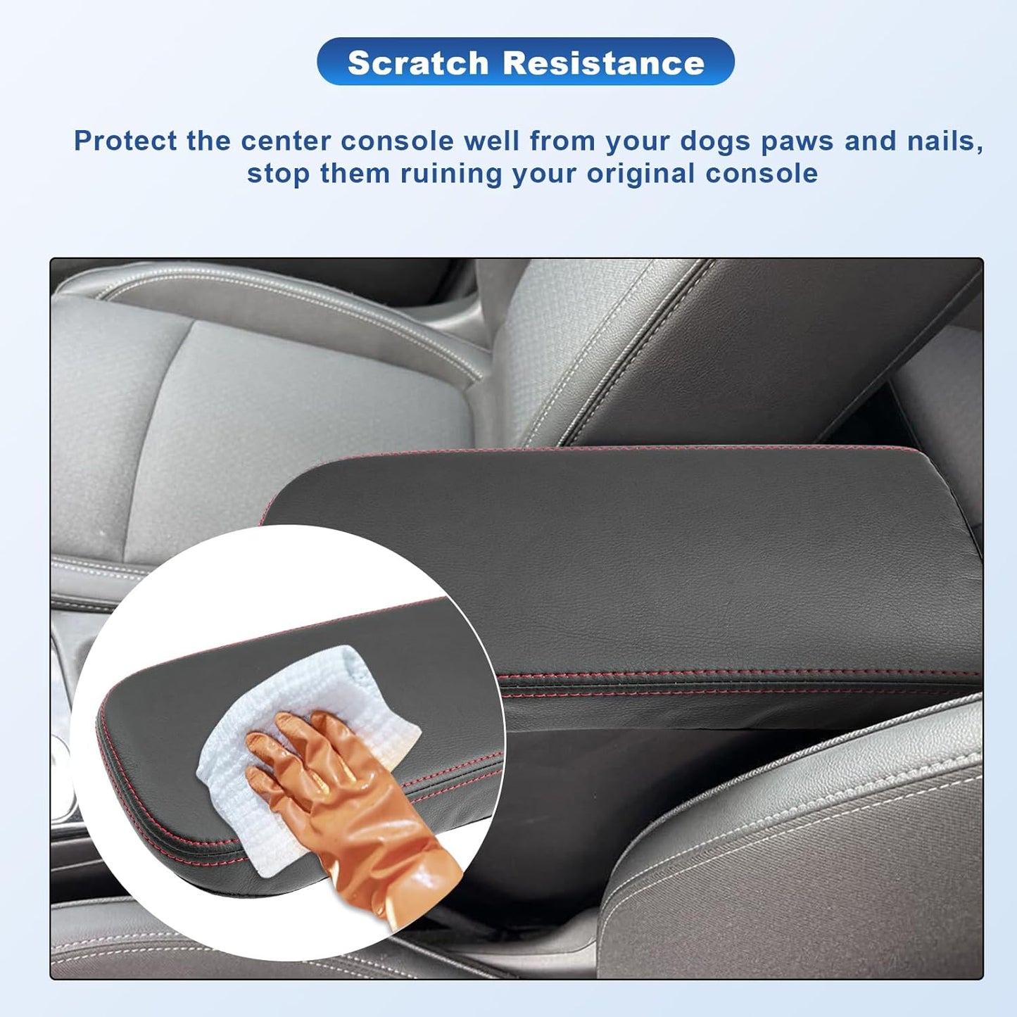 CDEFG 2024 2025 Trax Center Console Cover for 2024 2025 Chevy Trax Armrest Cover Middle Console Pad 2024 2025 Trax Accessories (Red Stitching)