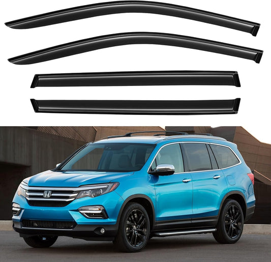 Window Visors Rain Guards for Honda Pilot 2016 2017 2018 2019 2020 2021 2022, Out-Channel Window Vent Wind Deflectors Visors Shades for 16-22 Pilot (Excludes Touring Models)