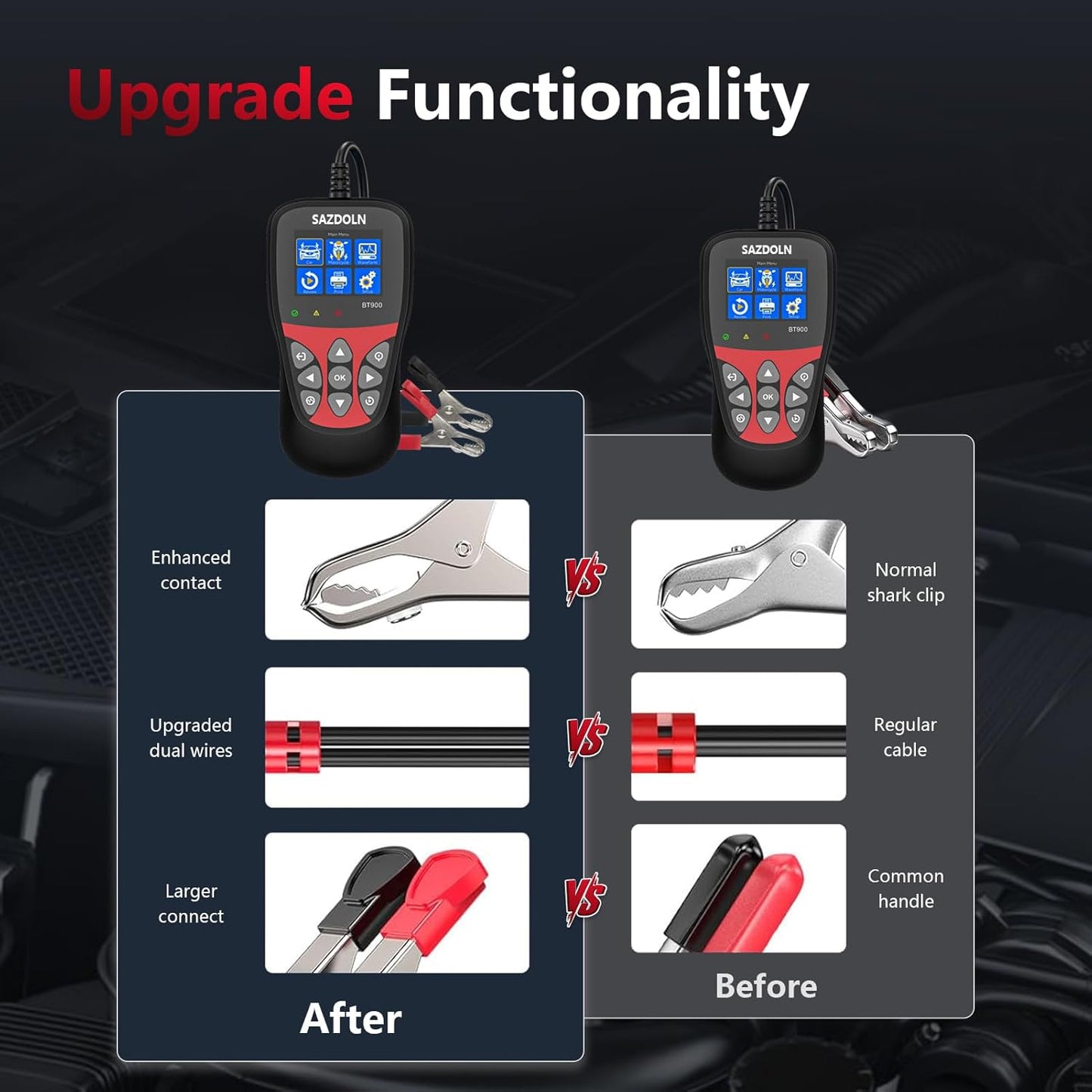 BT900 Car-Battery-Tester 6V 8V 12V, Automotive 100-2000CCA Battery-Load-Tester Analyzer, Digital Auto Battery Analyzer for Car Truck Marine Motorcycle SUV Boat,Black ﻿