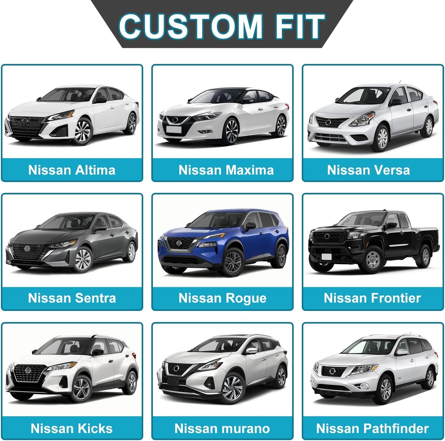 GIANT PANDA Front Seat Cover for Nissan, 3D Air Mesh Car Seat Covers Custom Fit Nissan Rogue Altima Sentra Versa Kicks Frontier Murano Pathfinder Maxima (Black) 2-Pack