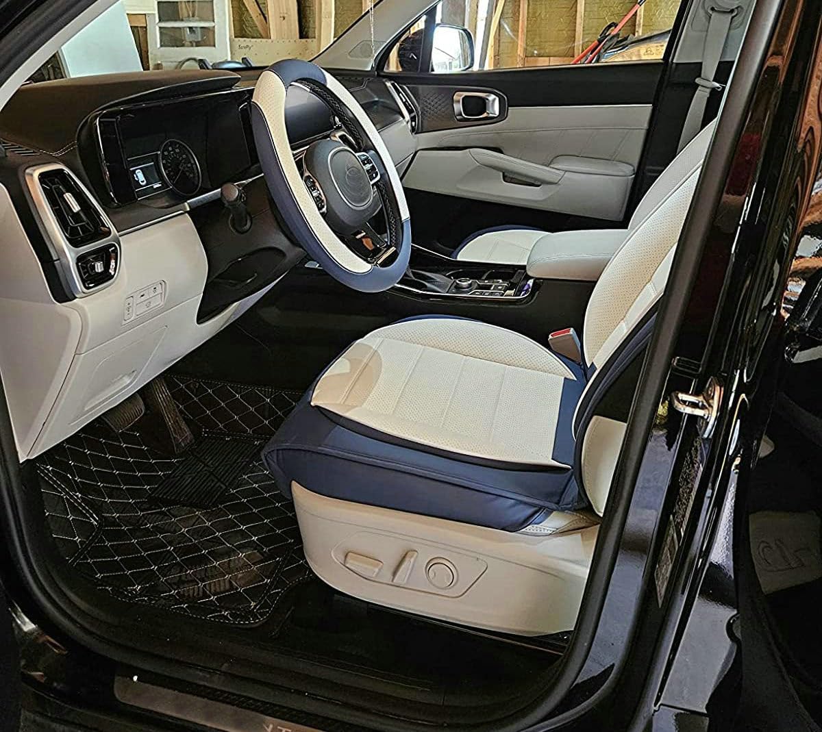 Custom Car Floor Mat Compatible with BMW Mercedes-Benz Toyota Cadillac Lexus Honda Infiniti Nissan Hyundai Kia Audi All Models Cars Sedans SUVs Automotive Mats (Brown Stripe)