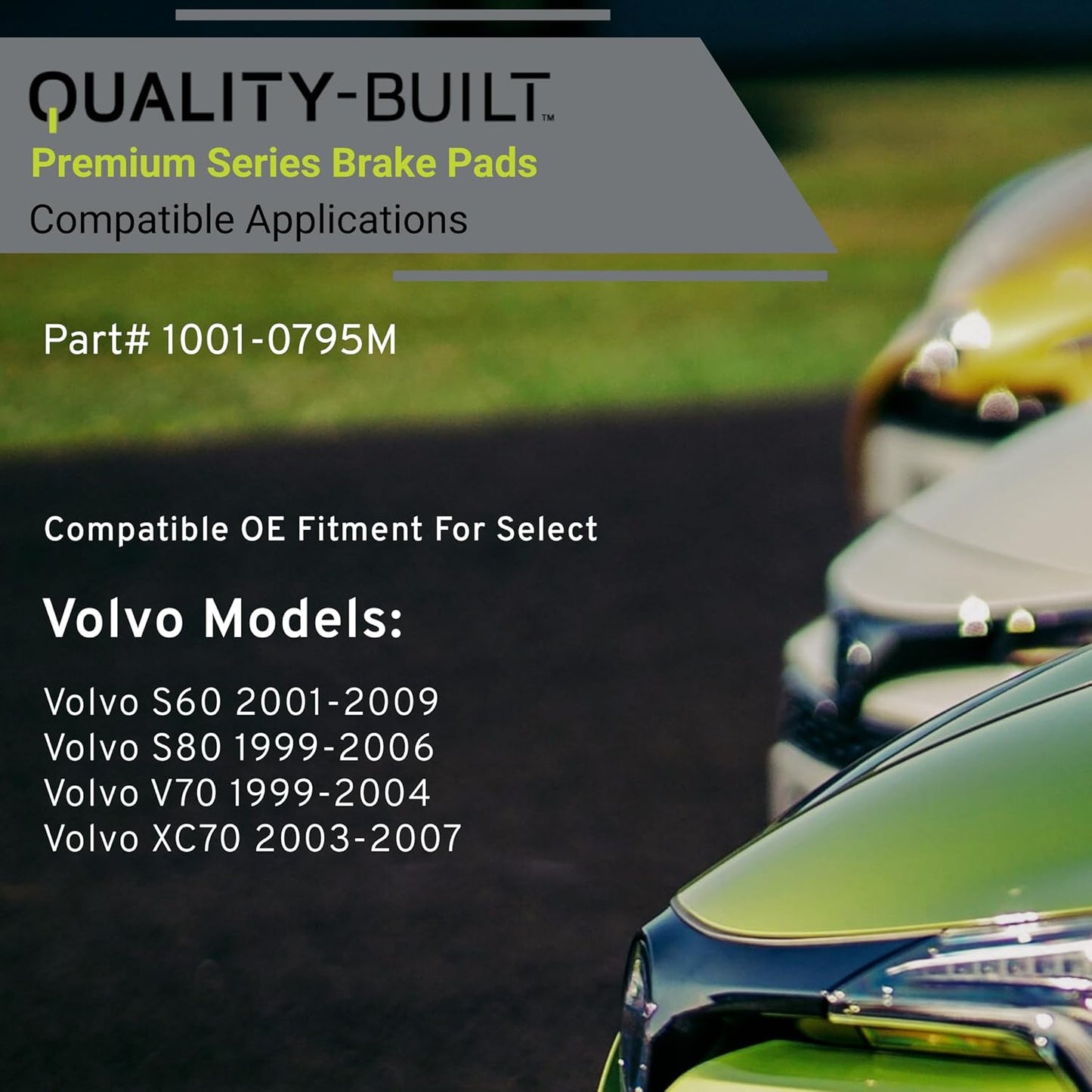 Premium Semi-Metallic Rear Brake Pads (1001-0795M) Replacement for Volvo S60 2009-2001, S80 2006-1999, V70 2004-1999, XC70 2007-2003