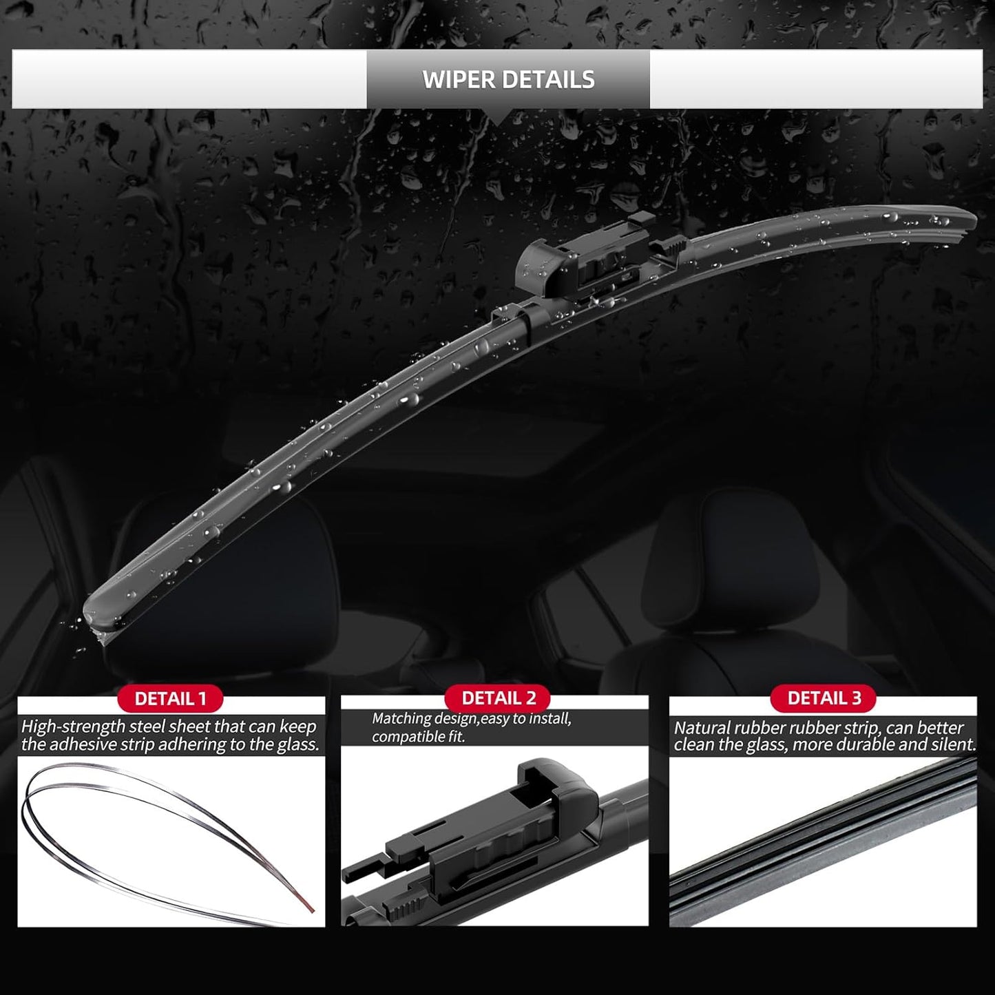 Front Windshield Wipers, 2-Piece Set for BMW 4 Series 428i 430i 435i 440i 2014 2015 2016 2017 2018 2019 2020 - Automotive Replacement Front Wiper Blades for Car Window