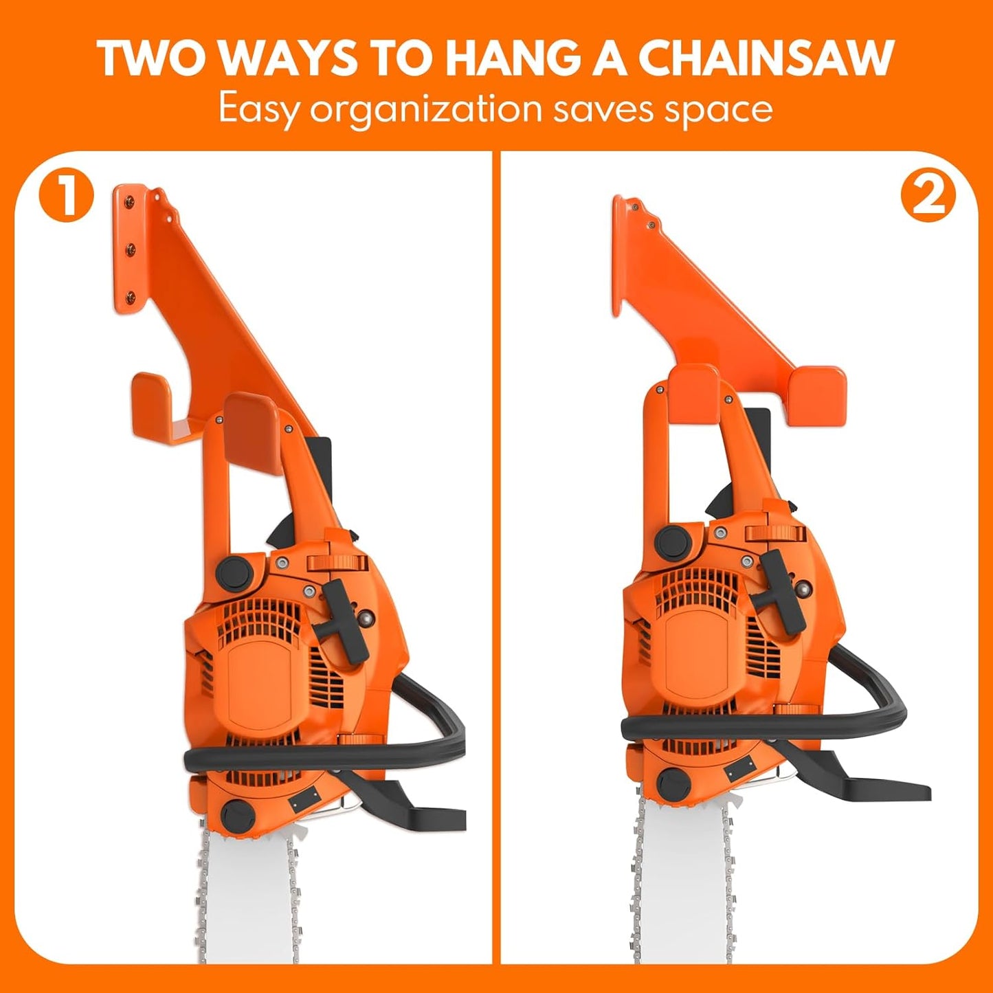 Chainsaw Hanger,1pcs Ideal for Adult Garage Tool Organizer. This Chainsaw Accessory Rust Proof Alloy Steel Construction with Powder Coating, Perfect Wall Mount Solution for Your Chainsaw.(orange)