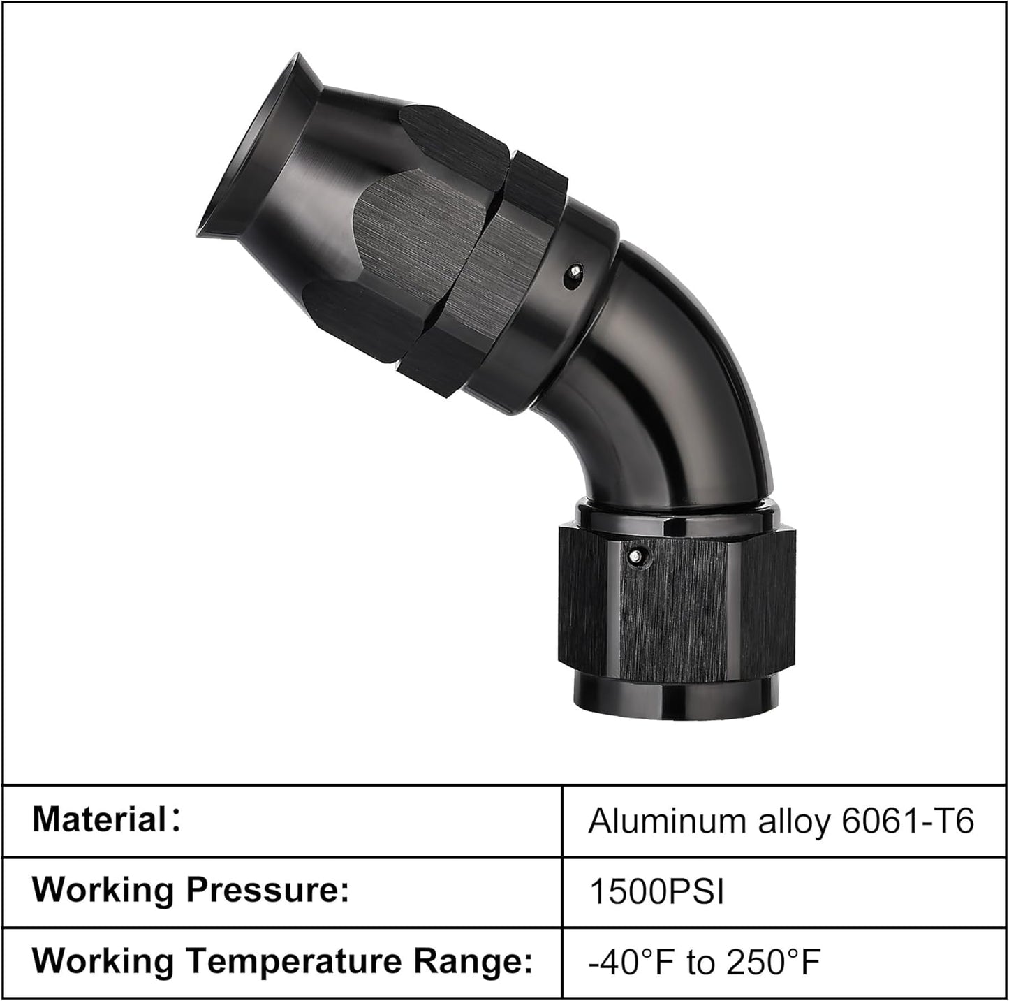 EVIL ENERGY 6AN 60 Degree PTFE One Piece Full Flow End Hose Fitting Aluminum Black