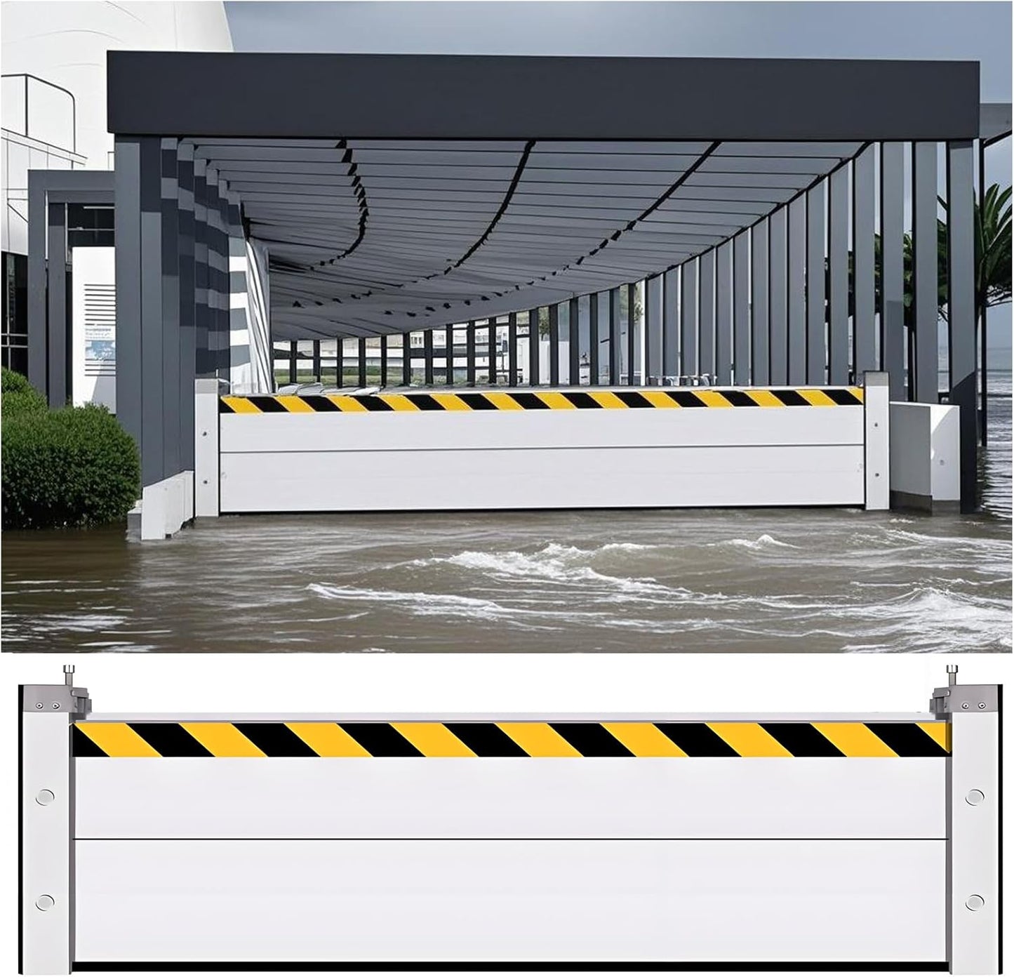 Flood Barriers for Home Exterior - Aluminum Alloy Outdoor Easy Flood Barrier Garage Doors Water Barriers for Flooding,H23.6 Inch/L12.5FT