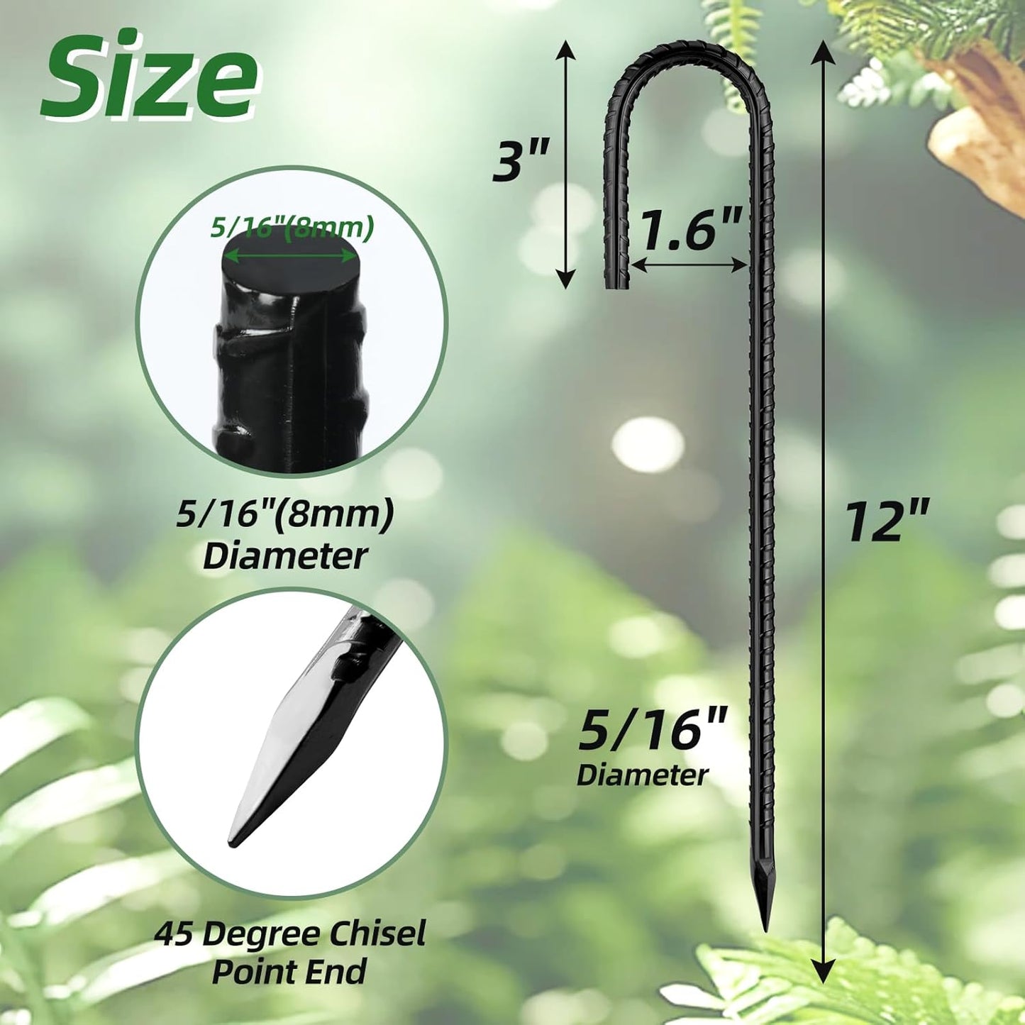 12 Inch Rebar Stakes J Hook Ground Stakes 32-Pack Heavy Duty Galvanized Chain Link Fence Stakes Metal Tent Stakes for Outdoor Lawn Decorations Inflatables Canopy Swing Set