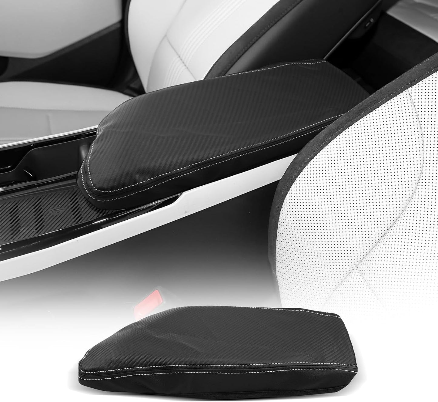 CDEFG for Kia EV6 2022-2025 Center Console Cover Armrest Box Cover for EV6 (Light, Light Long Range, Wind, GT-Line, GT) 2022 2023 2024 2025 Accessories Arm Rest Protector Carbon Fiber