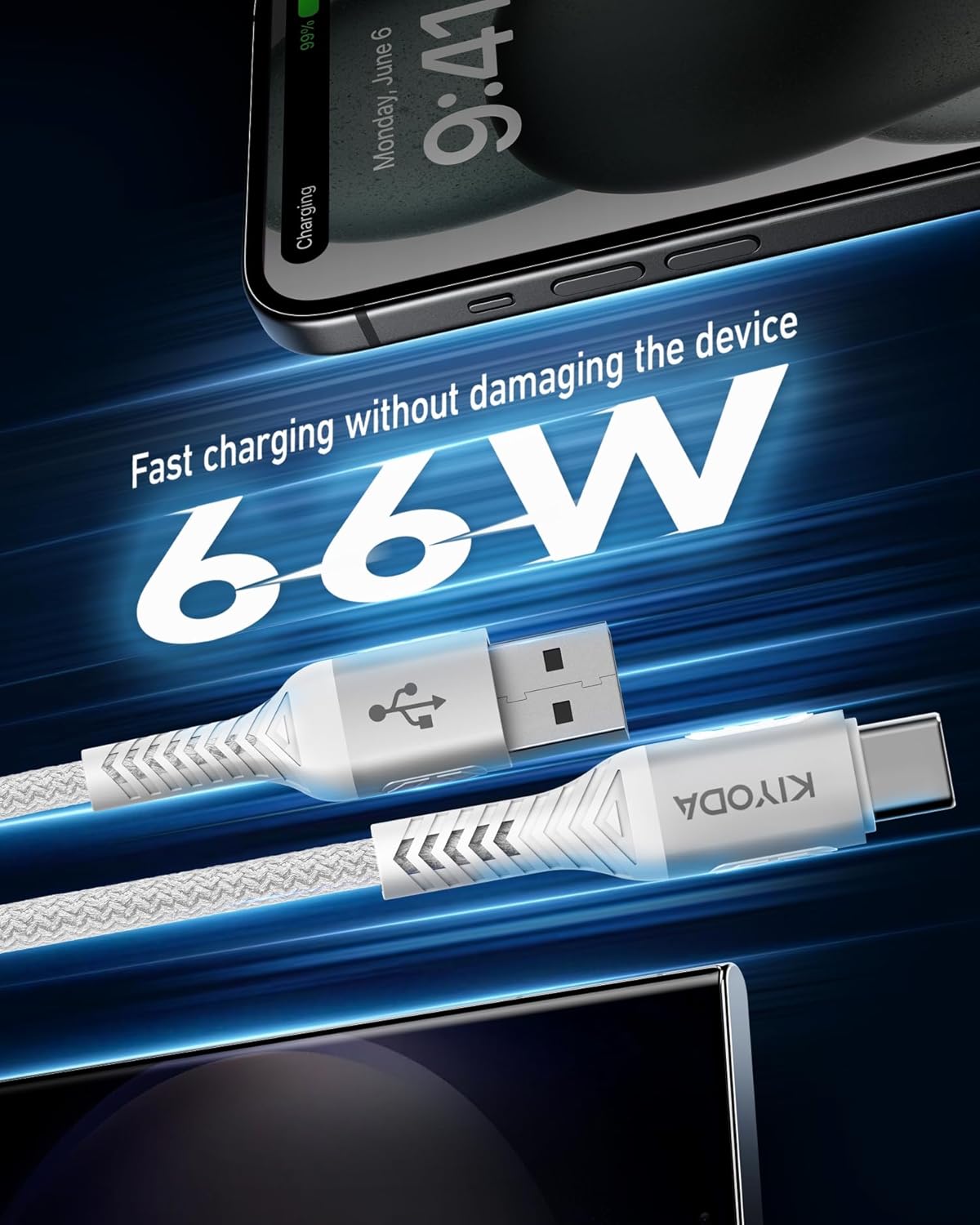 Coiled USB to USB C Cable 6FT, 2Pack Braided USB A to Type C Charger Cable for Car 66W Fast Charging Cord Compatible with iPhone 16 15 Pro Max, iPad, Samsung Galaxy, Google Pixel, LG Phones-Silver