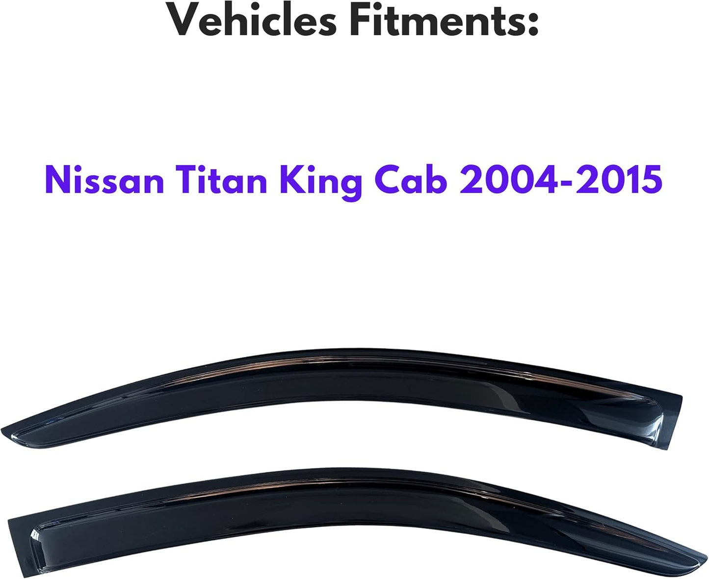 KPY Window Visor Compatible with 2004-2015 Nissan Titan King Cab, 2PC Rain Guard Side Window Vent Deflectors Tape-On Style, 2004 2005 2006 2007 2008 2009 2010 2011 2012 2013 2014 2015